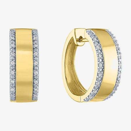 Diamond Addiction (G-H / I1-I2) 1/10 CT. T.W. Lab Grown White Diamond 14K Gold Over Silver 18mm Hoop Earrings, One Size, Gold Over Silver