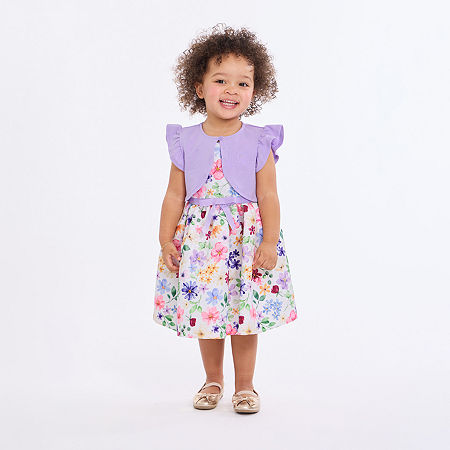Bonnie Jean Toddler Girls Short Sleeve Flutter Sleeve 2-pc. Dress Set, 5t, Purple
