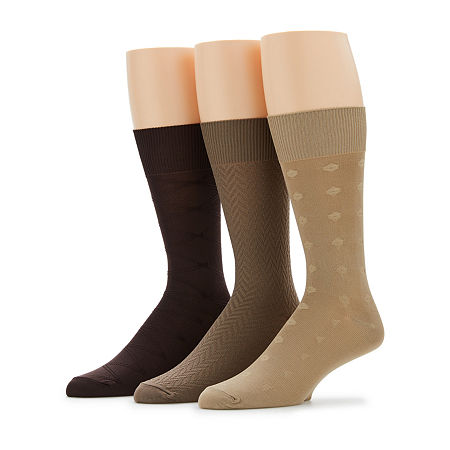 Stafford Microfiber 3 Pair Big and Tall Crew Socks Mens, 13-15, Beige