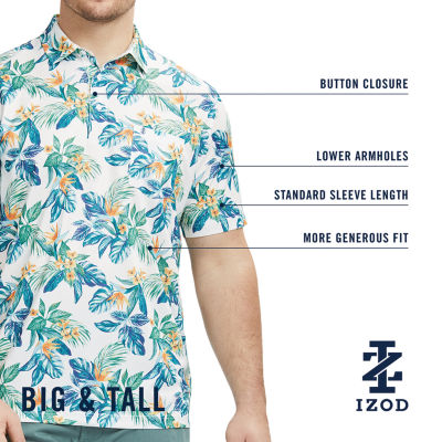 IZOD Sunshield Performance Big and Tall Mens Classic Fit Short Sleeve Polo Shirt