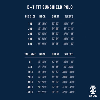 IZOD Sunshield Performance Big and Tall Mens Classic Fit Short Sleeve Polo Shirt