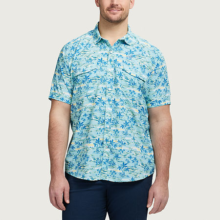 IZOD Big and Tall Mens Classic Fit Short Sleeve Button-Down Shirt, 2x-large Tall, Blue