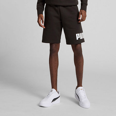 PUMA Fleece 10" Mens Mid Rise Workout Shorts, Small, Black