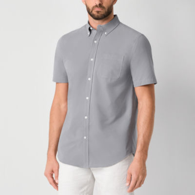 St. John's Bay Breathable Performance Mens Classic Fit Short Sleeve Button-Down Shirt