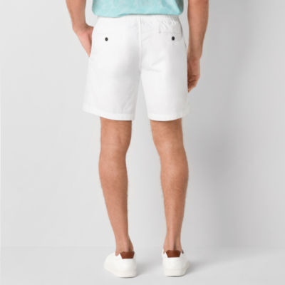 St. John's Bay Poplin 8" Mens Drawstring Waist Stretch Fabric Deck Short