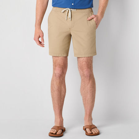 St. John's Bay Poplin Mens 8" Stretch Fabric Drawstring Waist Deck Short, X-large, Beige