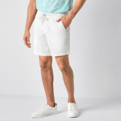 St. John's Bay Poplin 8" Mens Drawstring Waist Stretch Fabric Deck Short