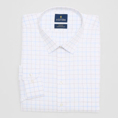 Stafford Smart Tech Mens Regular Fit Stretch Fabric Wrinkle Free Long Sleeve Dress Shirt