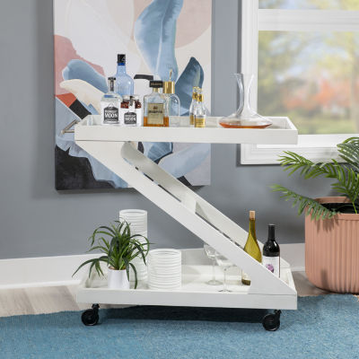 Downey Glass-Top Serving Cart