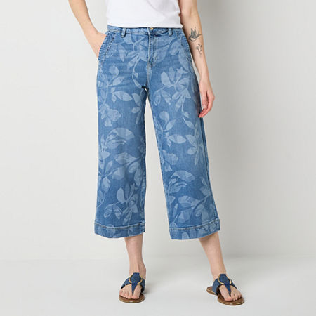 Liz Claiborne Womens Mid Rise Regular Fit Cropped Pant, 16, Blue