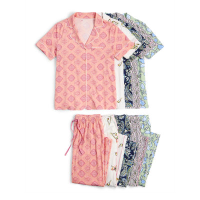Liz Claiborne Womens Short Sleeve 2-pc. Pajama Sets