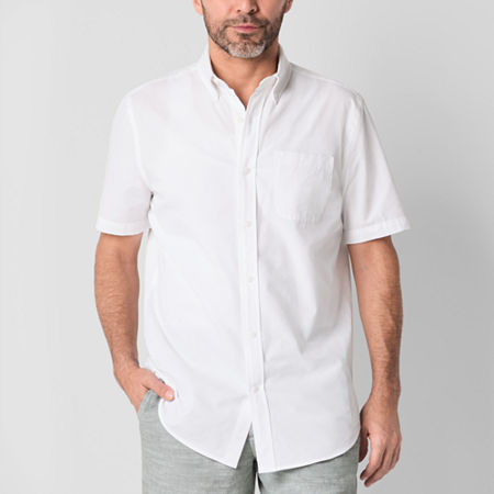 St. John's Bay Breathable Performance Mens Classic Fit Short Sleeve Button-Down Shirt, Medium, White