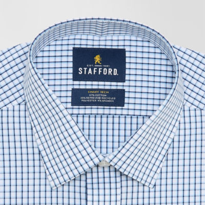 Stafford Slim Smart Tech Mens Slim Fit Stretch Fabric Wrinkle Free Long Sleeve Dress Shirt