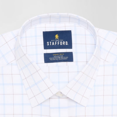 Stafford Slim Smart Tech Mens Slim Fit Stretch Fabric Wrinkle Free Long Sleeve Dress Shirt