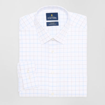 Stafford Slim Smart Tech Mens Slim Fit Stretch Fabric Wrinkle Free Long Sleeve Dress Shirt