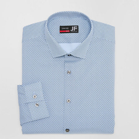 J. Ferrar 360 Stretch Performance Mens Slim Fit Wrinkle Free Long Sleeve Dress Shirt, 15-15.5 32-33, Blue