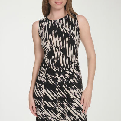Marc New York Womens Sleeveless Abstract Midi Sheath Dress