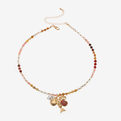 Bijoux Bar Womens Glass 18 1/2 Inch Pendant Necklace