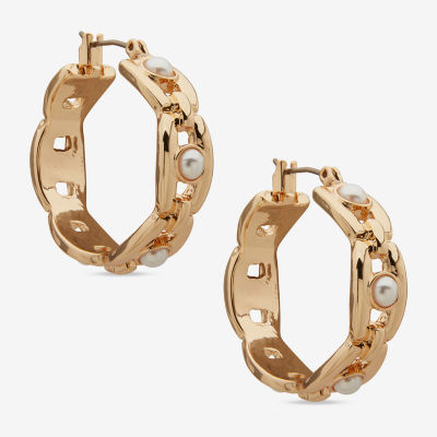 Worthington Womens 30.4mm Hoop Earrings