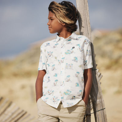 Quiksilver Big Kid Boys Short Sleeve Regular Fit Button-Down Shirt