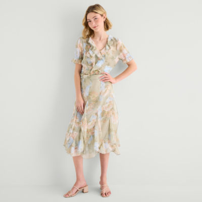 a.n.a Womens High Rise Midi A-Line Skirt