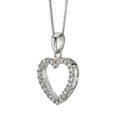 Womens 1/4 CT. T.W. Natural White Diamond 14K Gold Heart 18 Inch Pendant Necklace
