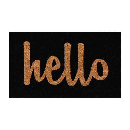 Calloway Mills Hello Coir Outdoor Rectangular Doormat, One Size, Black