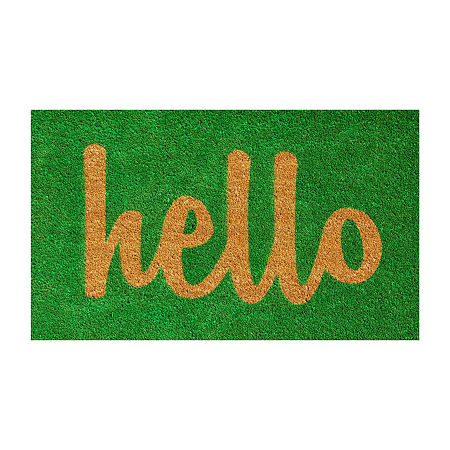 Calloway Mills Hello Coir Outdoor Rectangular Doormat, One Size, Green