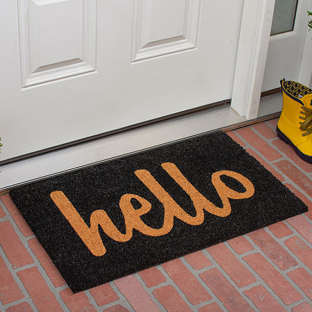 Calloway Mills Hello Coir Outdoor Rectangular Doormat, One Size, Black