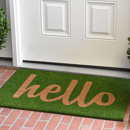 Calloway Mills Hello Coir Outdoor Rectangular Doormat, One Size, Green