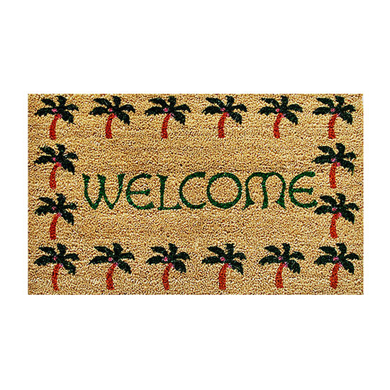 Calloway Mills Palm Tree Border Welcome Outdoor Rectangular Doormat