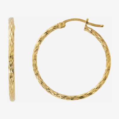 Womens 24K Gold Over Silver 31mm Hoop Earrings