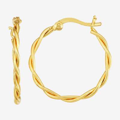 Womens 24K Gold Over Silver 31mm Hoop Earrings