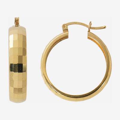 Womens 24K Gold Over Silver 30mm Hoop Earrings