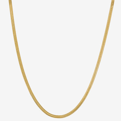 Made in Italy 24K Gold Over Silver Inch Solid Herringbone Chain Necklace