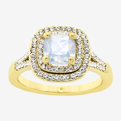 Sparkle Allure Cubic Zirconia 14K Gold Over Brass Halo Engagement Ring