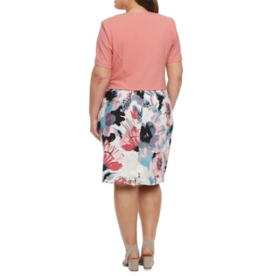 Maya Brooke Plus Short Sleeve Floral Jacket Dress