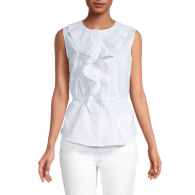 liz claiborne womens round neck sleeveless blouse