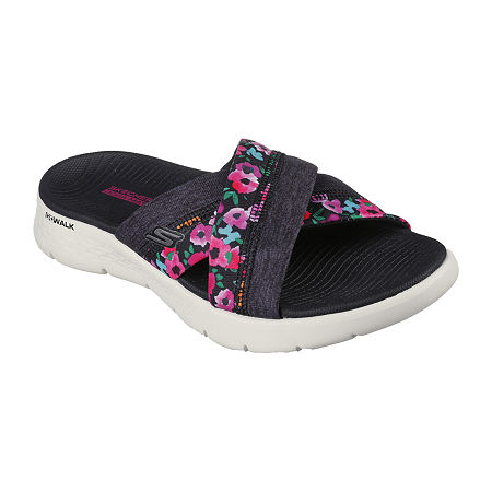  -Skechers Womens Go Walk Flex Blossoms Slide Sandals