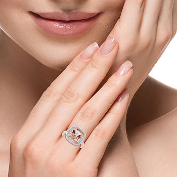 Effy 14k Rose Gold Diamond & Pear Cut Morganite Ring in Pink