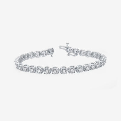 (H-I / I1) Womens 5 CT. T.W. Lab Grown White Diamond 10K White Gold 7.5 Inch Tennis Bracelet