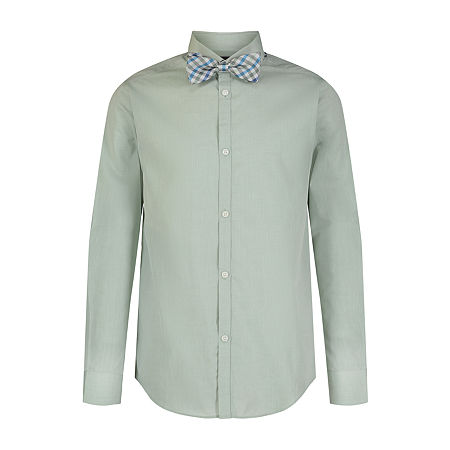 Van Heusen Boys Point Collar Long Sleeve Shirt + Tie Set, S8h, Green