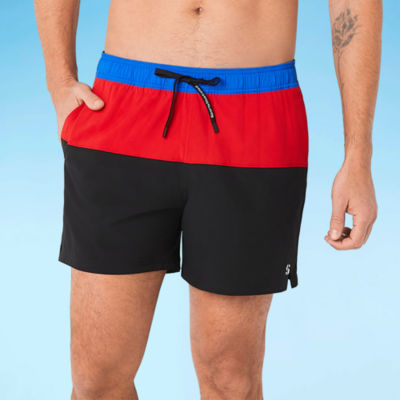 Sports Illustrated Mens Adjustable Waist Lined Board Shorts With 5 Inch