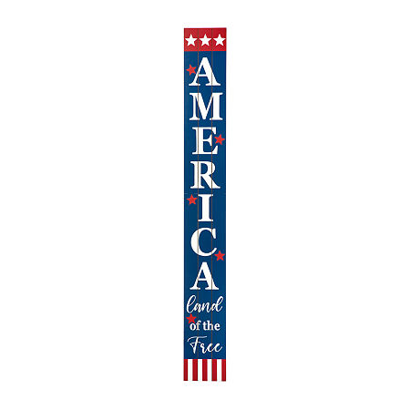 Glitzhome 60H Wooden Patriotic Porch Sign, One Size, Blue