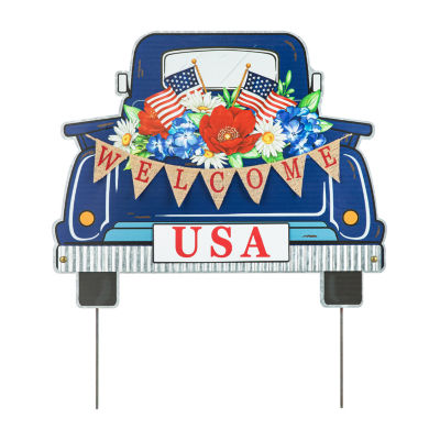 Glitzhome 26"H Patriotic Metal Truck Yard Stake, Color Blue JCPenney