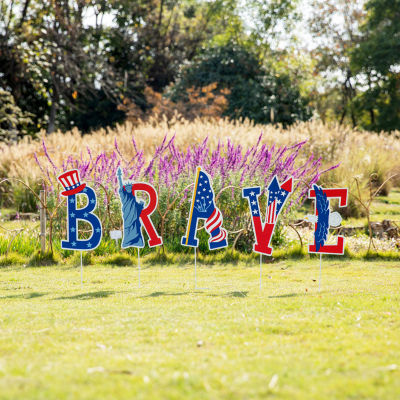 Glitzhome 43.25"L Set Of 5 Patriotic Yard Stake