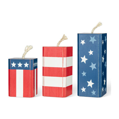 Glitzhome "9.75""H Patriotic Firecracker" Tabletop Decor