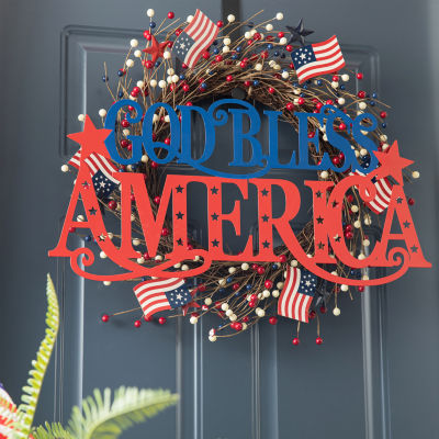 Glitzhome 24"L Patriotic Metal Wall Decor Swag