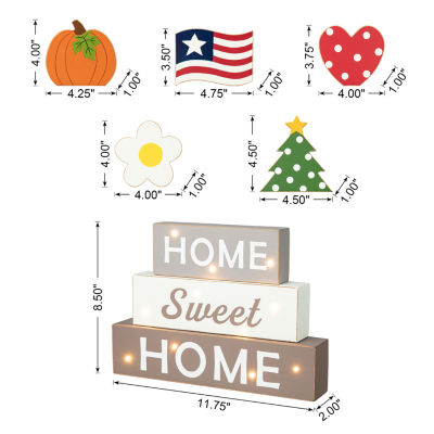 Glitzhome 12.75"H Lighted Changeable Word Sign Christmas Tabletop Decor