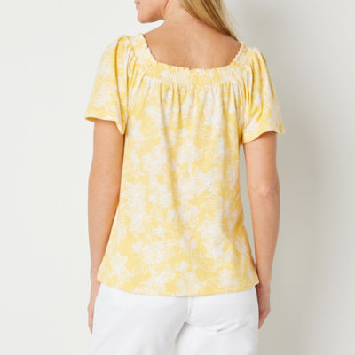 St. John's Bay Womens Square Neck Short Sleeve Top